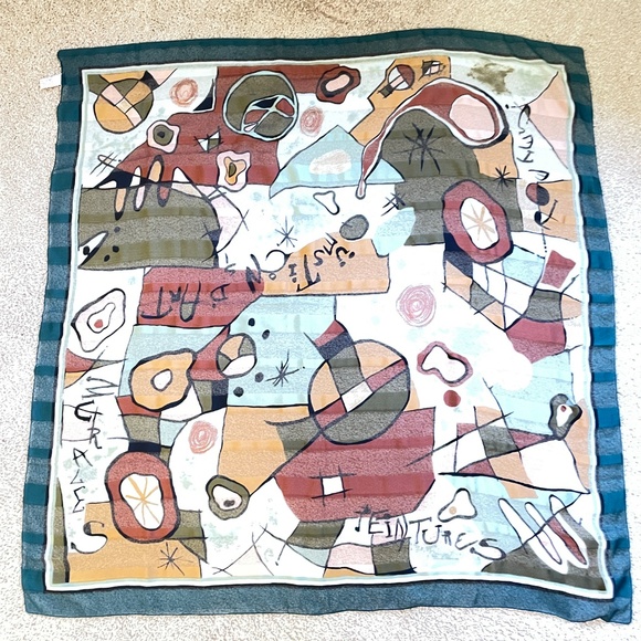 Vintage Made in Italy Polyester Abstract Scarf 34" x 35" - Picture 1 of 10